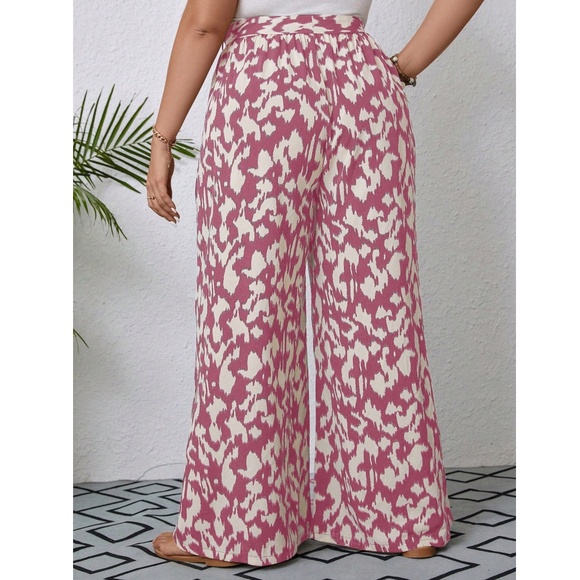Plus Leopard Print Stretchy Waist Wide leg Pants - Picture 7 of 8